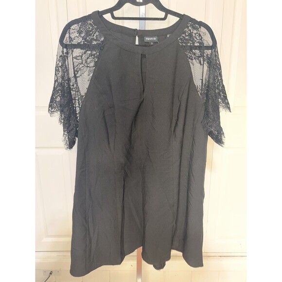 Dresses & Skirts - Torrid Black Crepe Lace Sleeve Peplum Blouse Top Size 3xl